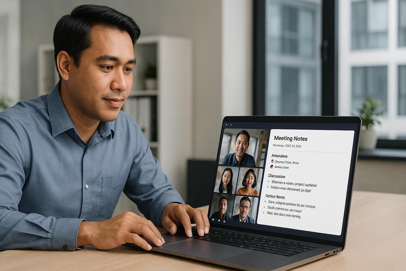 Ilustrasi membuat notulen meeting Zoom dengan bantuan AI