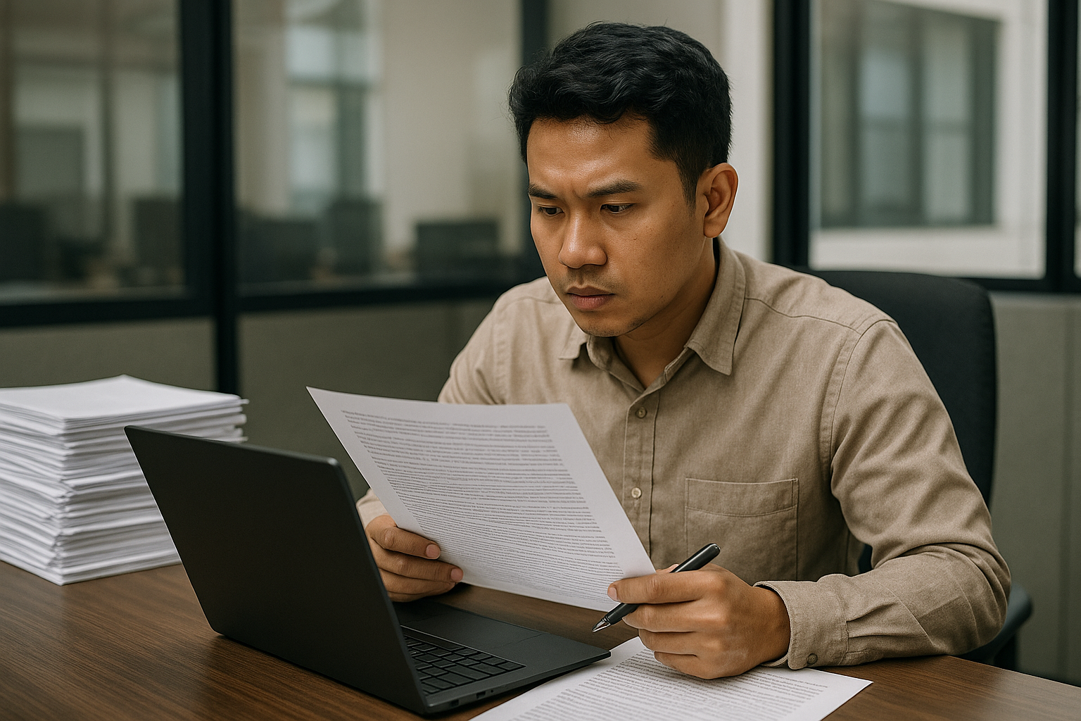 Ilustrasi AI membantu meringkas dokumen panjang dengan cepat